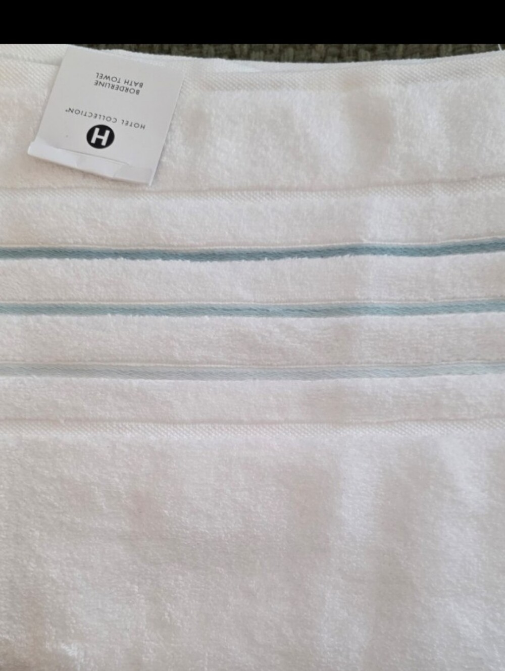 Hotel Collection White Towel with Light Blue Stripes